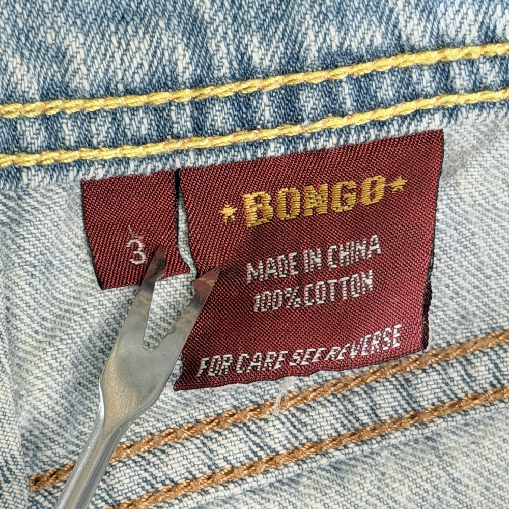 VTG Y2K Bongo Low Rise Light Wash Denim Micro Mini Shorts Size 3 Booty Frayed - Picture 7 of 8